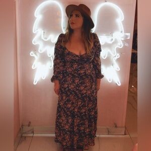 Floral Maxi Dress with Hat